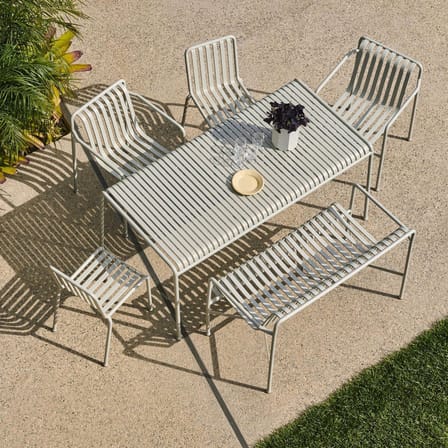 Banc avec dossier Palissade Dining métal gris / L 128 cm - Bouroullec, 2016 - Hay