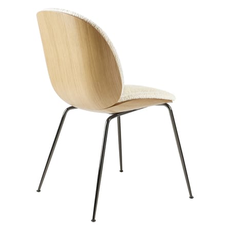 Chaise rembourrée Beetle 3D Veneer tissu blanc bois naturel - Gubi
