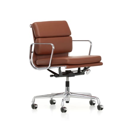 Fauteuil à roulettes Soft Pad EA 217 cuir marron / Eames, 1969 - Vitra