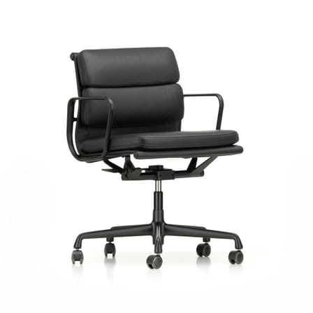 Fauteuil à roulettes Soft Pad EA 217 cuir noir / Eames, 1969 - Vitra