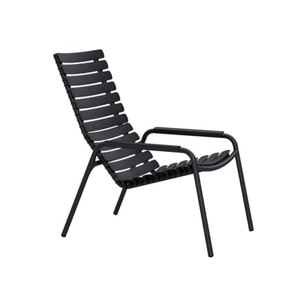 Fauteuil lounge ReCLIPS plastique noir / Accoudoirs métal - Plastique recyclé - Houe