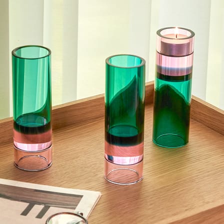 Photophore Astro verre vert / Vase - H 15 cm - HÜBSCH