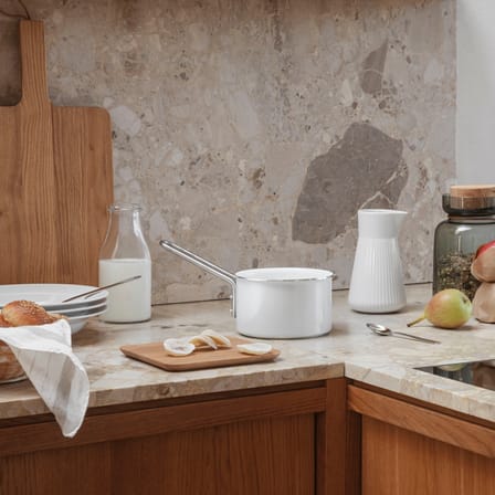 White Line Saucepan metal white / 1.1 L - All burners including induction - Ceramic Slip-Let - Eva Trio