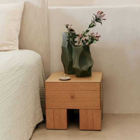 Table de chevet Kuben bois naturel / 1 tiroir / Seconde vie - Ferm Living