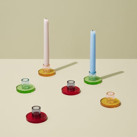 Bougeoir Astra Small verre rouge - HÜBSCH