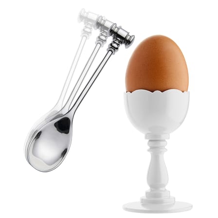Coquetier Dressed plastique blanc / PMMA - Avec cuillère à œuf - Alessi