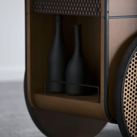 Desserte Trink bois naturel / Chariot bar - 100 x 54 x H 75 cm / Tôle perforée - KANN DESIGN