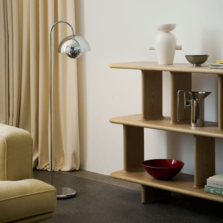 Lampadaire Flowerpot VP12 métal argent / Verner Panton, 1969 - &tradition