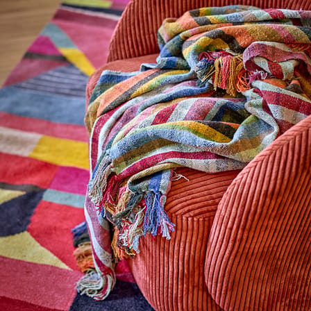 Plaid Elmy tissu multicolore / 160 x 130 cm - Coton recyclé - Bloomingville