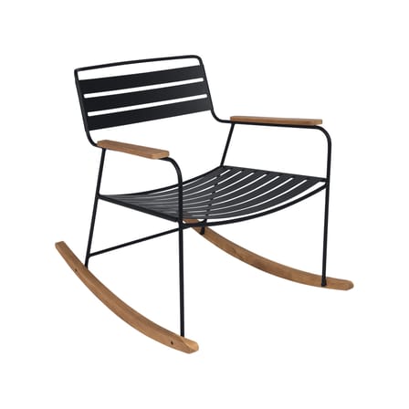 Rocking chair Surprising métal noir / teck - Fermob