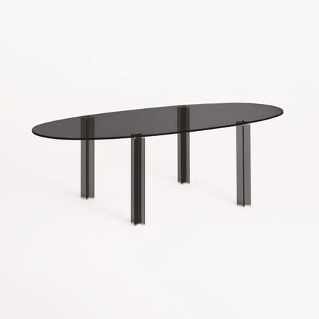 Table ovale X-T verre gris / 240 x 110 cm - Fait main en Italie - Glas Italia