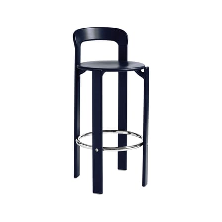 Tabouret de bar Rey High bois bleu / H 75 cm - By Bruno Rey x Dietiker, 1971 - Hay