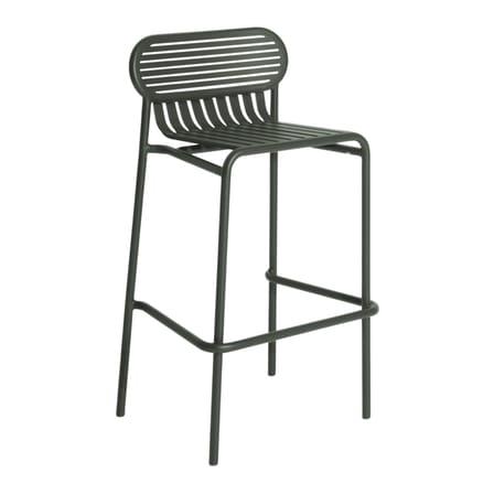 Tabouret de bar Week-End métal vert / Aluminium - H 80 cm - Petite Friture