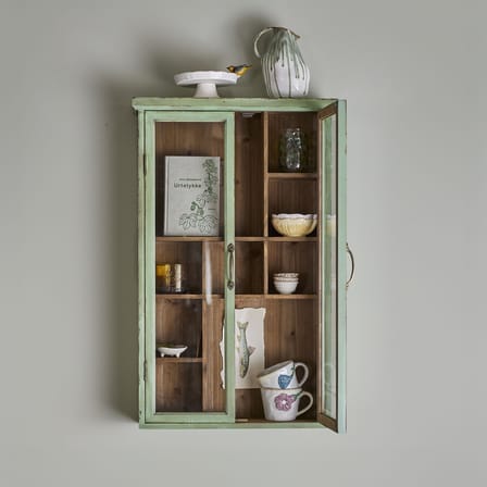 Rangement mural Hazem bois vert / Vitrine compartimentée - L 50 x P 14 x H 80 cm - Bloomingville