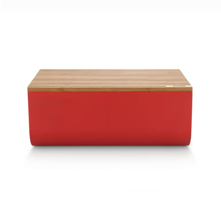 Boîte à pain Mattina métal bois rouge / bambou - 34 x 21 cm - Alessi