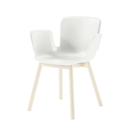 Fauteuil Juli Plastic plastique blanc / 4 pieds bois - Cappellini