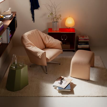 Fauteuil pivotant Bascule Lowback tissu marron / Mécanisme d’inclinaison - Piètement 4 branches - Vitra