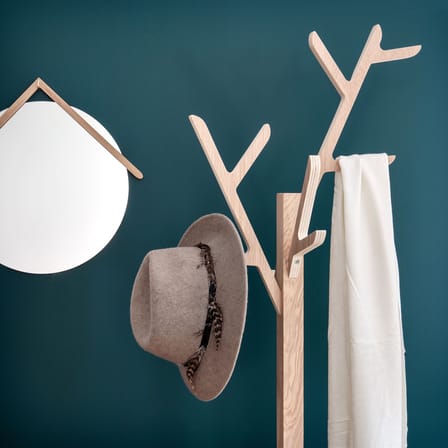 Portemanteau sur pied Ambroise bois naturel / H 158 cm - Chêne - Hartô