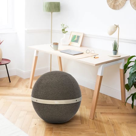Pouf Bouclette Regular gris / Ergonomique - Ø 55 cm / Laine bouclette - BLOON PARIS