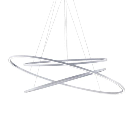 Suspension Ellisse Triple LED argent métal / 135 x 70 cm - Lumière vers le haut & bas - Nemo
