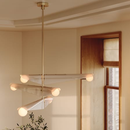 Suspension Sycamore verre rose / 3 niveaux - L 140 cm - TALA