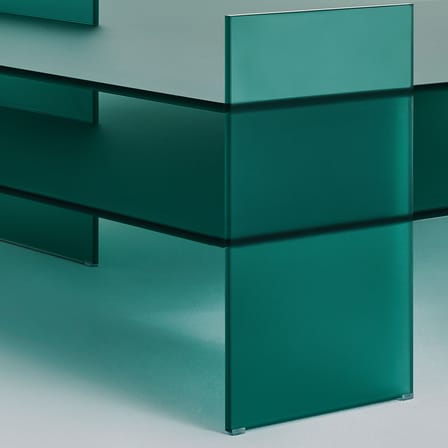 Table basse Kazimir verre vert / 108 x 109 x H 40 cm - Fait main en Italie - Glas Italia