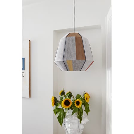 Abat-jour Bonbon Large métal tissu gris beige / Ø 50 cm - Laine tissée main - Hay