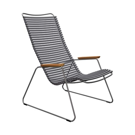 Fauteuil bas Click Lounge plastique gris / Dossier haut - Houe