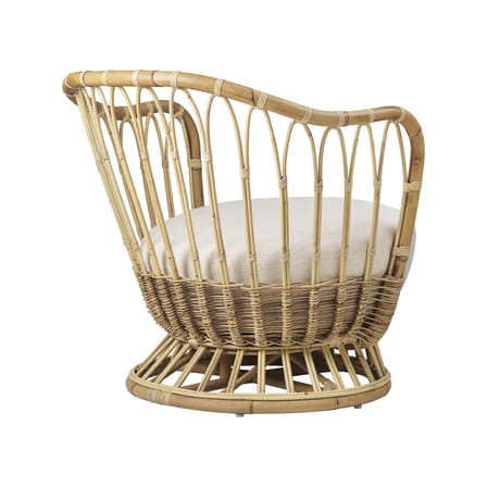 Fauteuil rembourré Grace fibre végétale blanc / Réédition 1936 - Rotin - Gubi