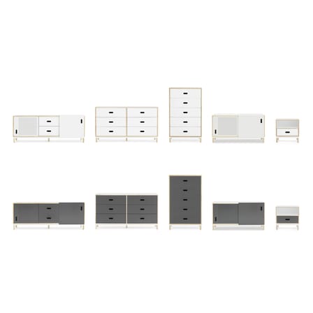 Kabino Chest of drawers metal white natural wood L 74 x H 127 cm / 5 drawers - Normann Copenhagen