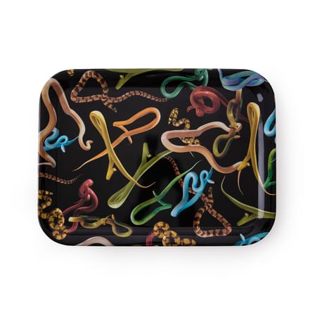Plateau Toiletpaper - Snakes plastique noir / 32 x 43,5 cm - Mélamine - Seletti