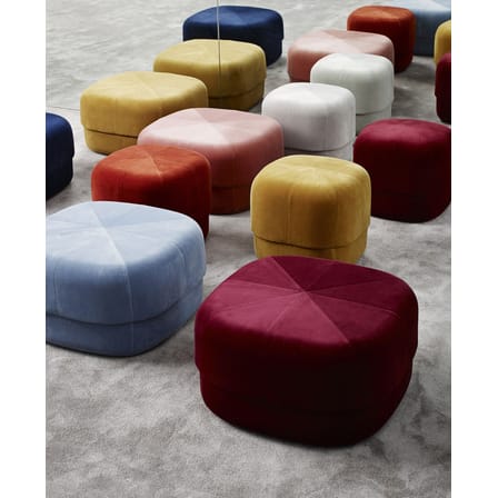 Pouf Circus Small tissu bleu / Ø 46 cm - Velours - Normann Copenhagen