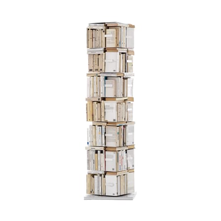 Ptolomeo Rotating bookshelf metal white 4 sides - Vertical storage - Opinion Ciatti
