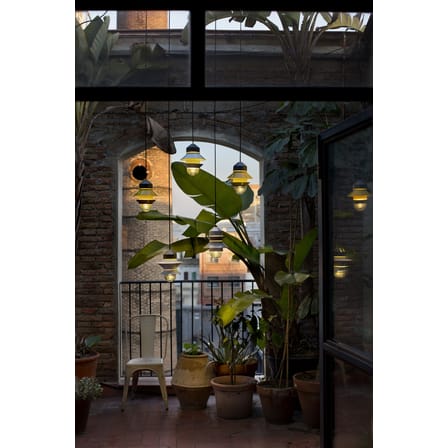 Lampe d'extérieur Santorini verre plastique jaune / à suspendre - Câble avec prise - Marset