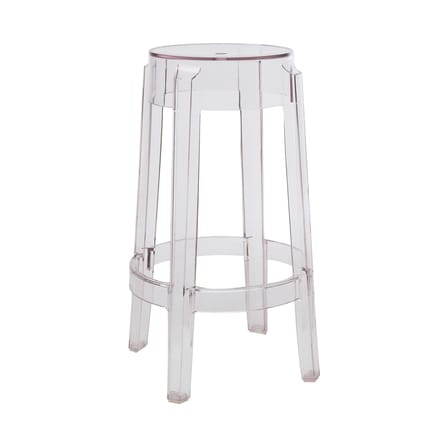 Tabouret haut empilable Charles Ghost plastique transparent / Philippe Starck, 2005 - H 65 cm - Kartell