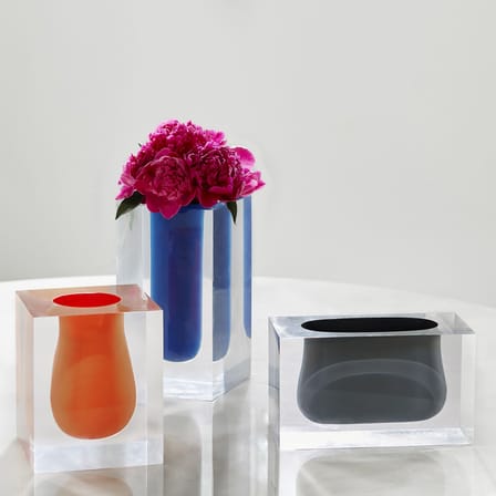Vase Bel Air Gorge plastique gris / Rectangle H 12 cm - Jonathan Adler