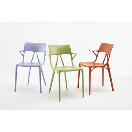 Fauteuil A.I plastique blanc / Conçu par une intelligence artificielle - 100% recyclé - Kartell