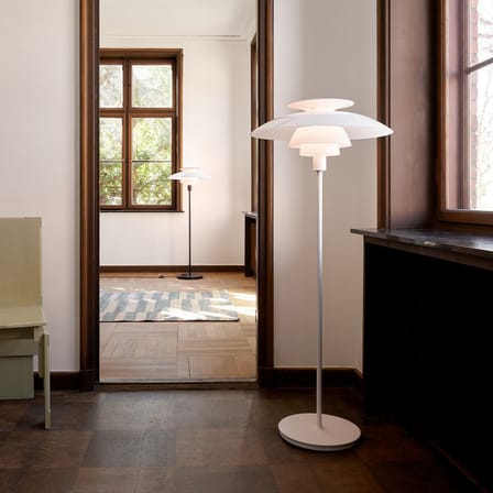 Lampadaire PH 80 plastique blanc / 1974  - Ø 55 x H 131,5 cm - Interrupteur - Louis Poulsen