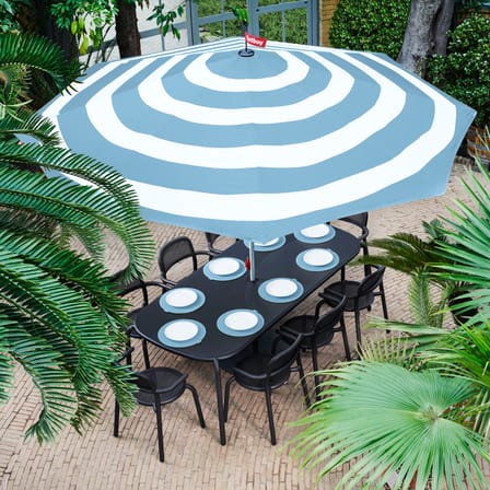 Parasol Stripesol bleu / Ø 350 cm - Base grise incluse - Fatboy