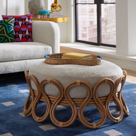 Sitzkissen Riviera faser beige / Ø 91,5 x H 42 cm - Jonathan Adler