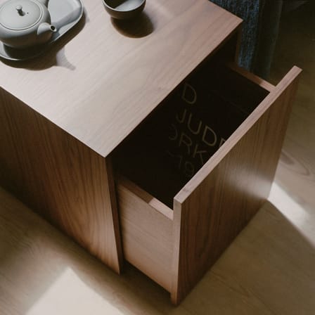 Table d'appoint Mass bois marron / Tiroir - 40 x 40 x H 47 cm - NEW WORKS