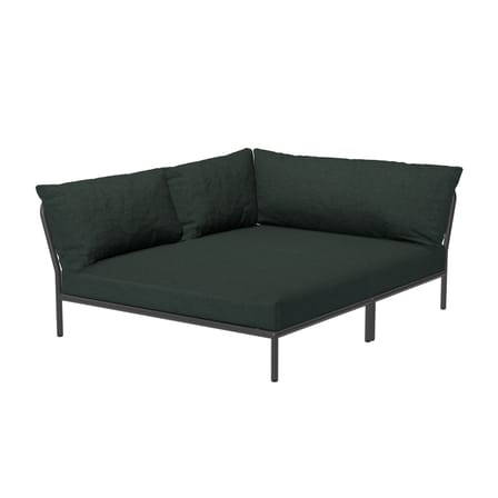Canapé de jardin modulable Level 2 Cozy tissu vert / Dossier extra moelleux & assise profonde - Angle gauche - L 173,5 x P 139 cm - Houe