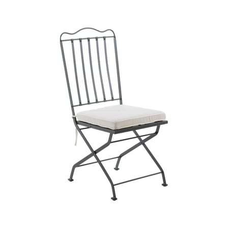 Chaise pliante Toscana métal gris / Avec coussin - Unopiu