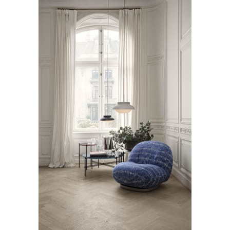 Fauteuil rembourré Pacha tissu blanc / Pierre Paulin - Réédition 1975 - Gubi