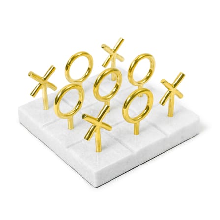 Jeu de morpion Tic Tac Toe marbre blanc or métal / Marbre & laiton - Jonathan Adler