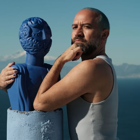 Sculpture Magna Graecia - Testa di Moro Man céramique bleu / H 45 cm / Terre cuite - Seletti