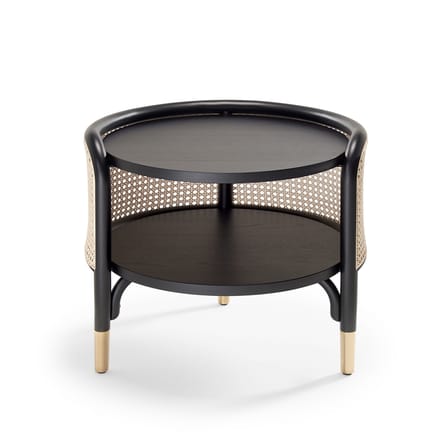 Table d'appoint Mos fibre végétale bois noir beige / 50 x 47 cm - Cannage & bois - Wiener GTV Design