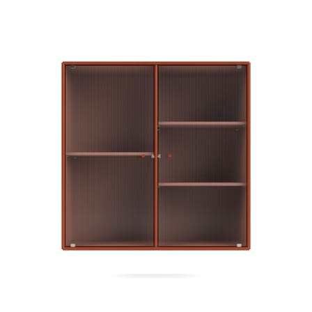 Rangement mural Ripple II bois orange / Vitrine - L 69.6 x P 30 x H 69,6 cm / Verre ondulé - MONTANA
