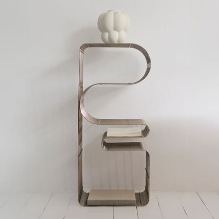 Banc Curva métal beige / Etagère - L 100 cm - AYTM