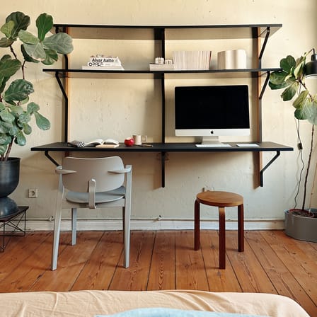 Bureau mural Kaari bois noir / L 200 x H 142 x P 55/35 cm - Bouroullec, 2015 - ARTEK